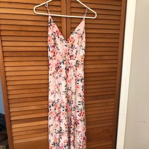 Lulu’s Garden Grove Pink Floral Maxi Dress Small